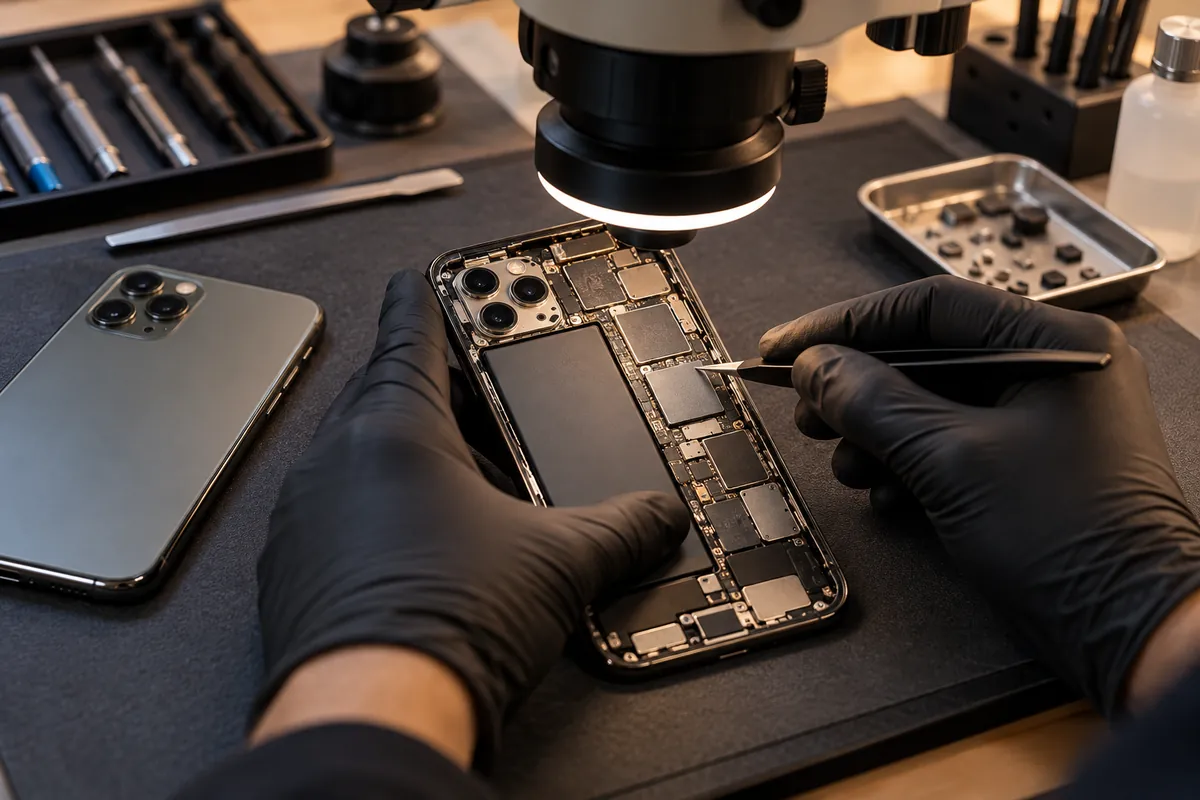 Ilustracja serwisowa: diagnostyka płyty głównej iphone 11 pro warszawa.