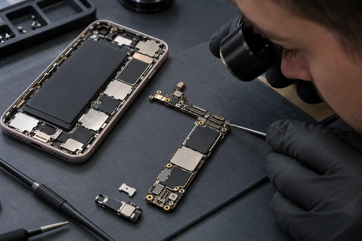 Ilustracja serwisowa: diagnostyka płyty głównej iphone 8 warszawa.