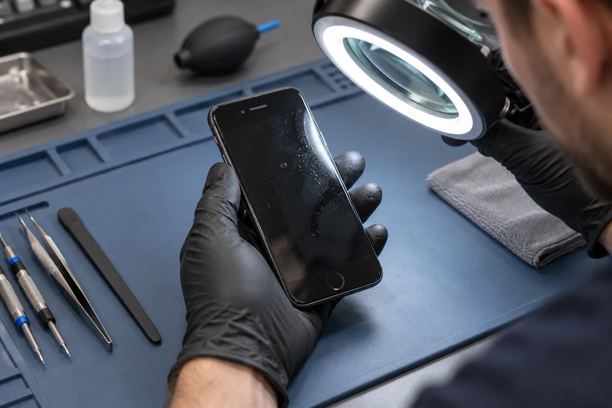 Ilustracja serwisowa: diagnostyka po zalaniu iphone 8 warszawa.