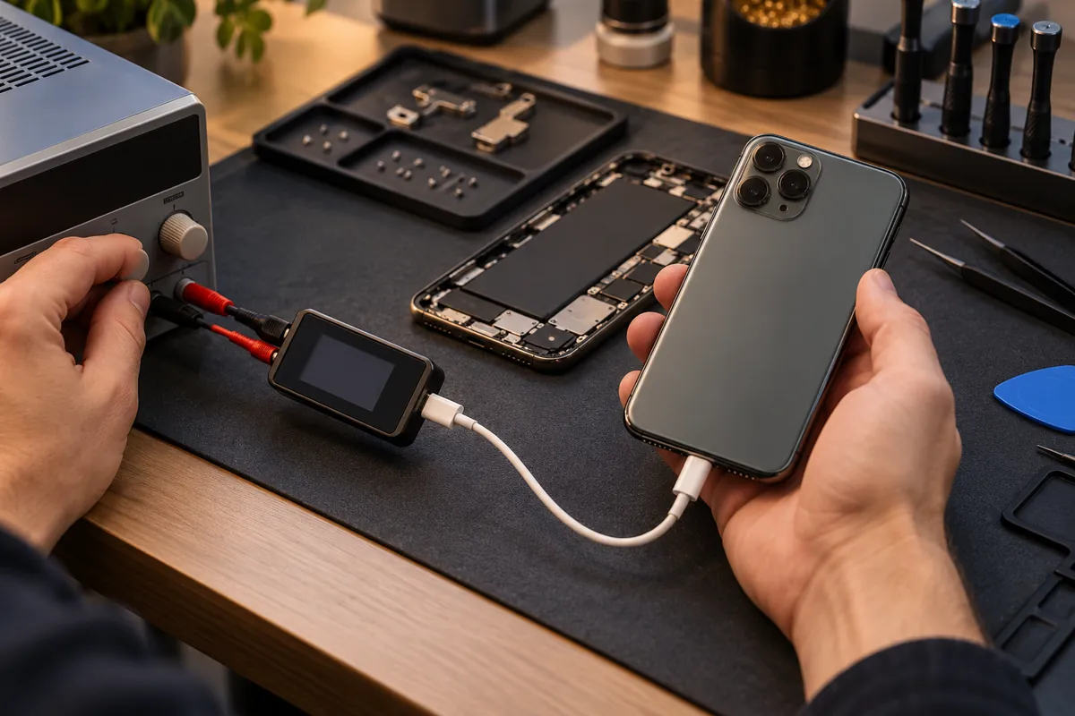 Ilustracja serwisowa: diagnostyka zasilania iphone 11 pro warszawa.