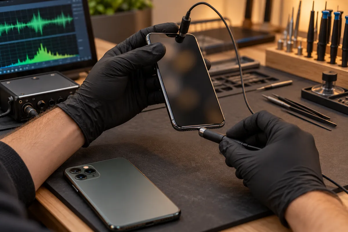 Ilustracja serwisowa: naprawa głośnika iphone 11 pro warszawa.