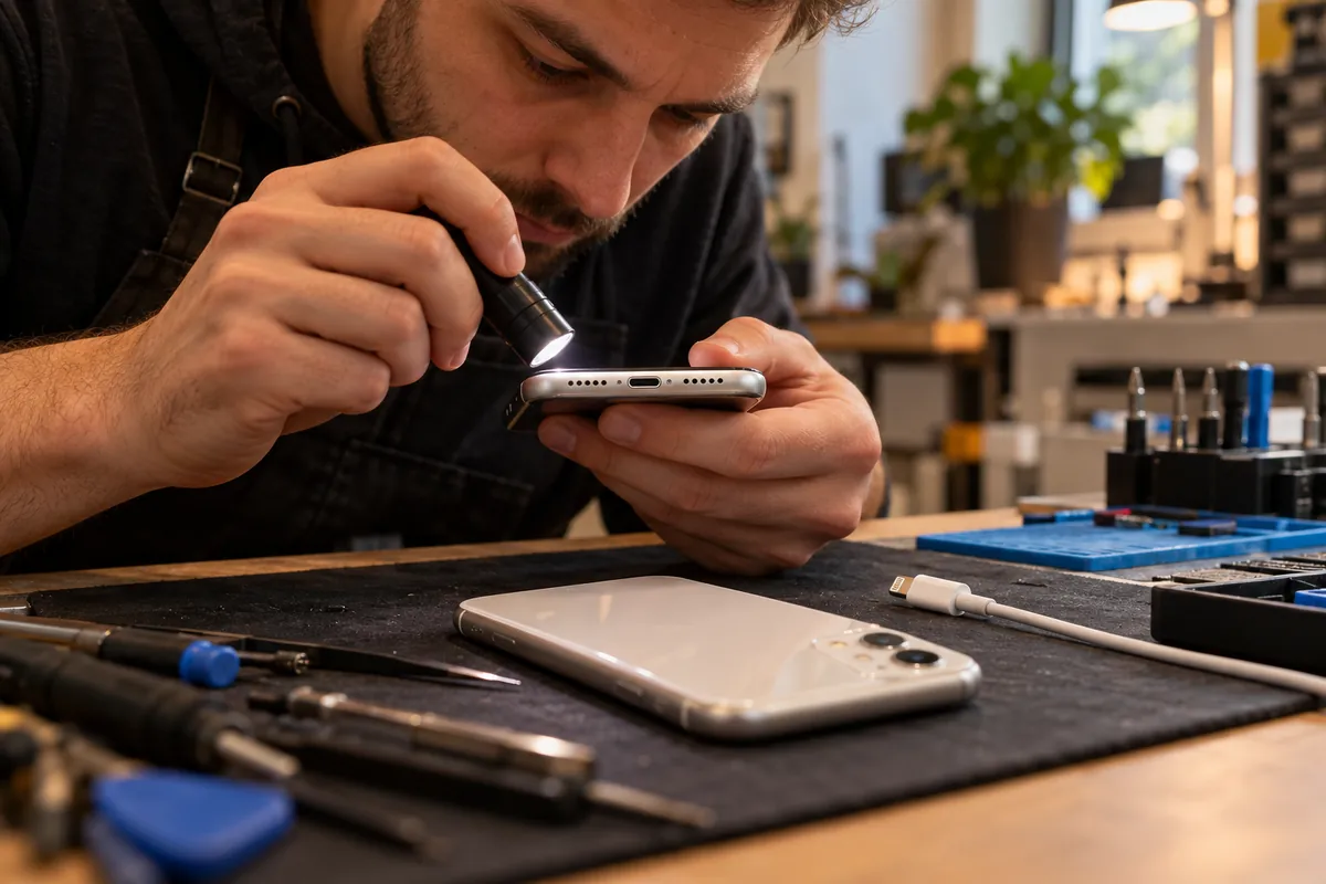 Ilustracja serwisowa: naprawa gniazda ładowania iphone 11 warszawa.