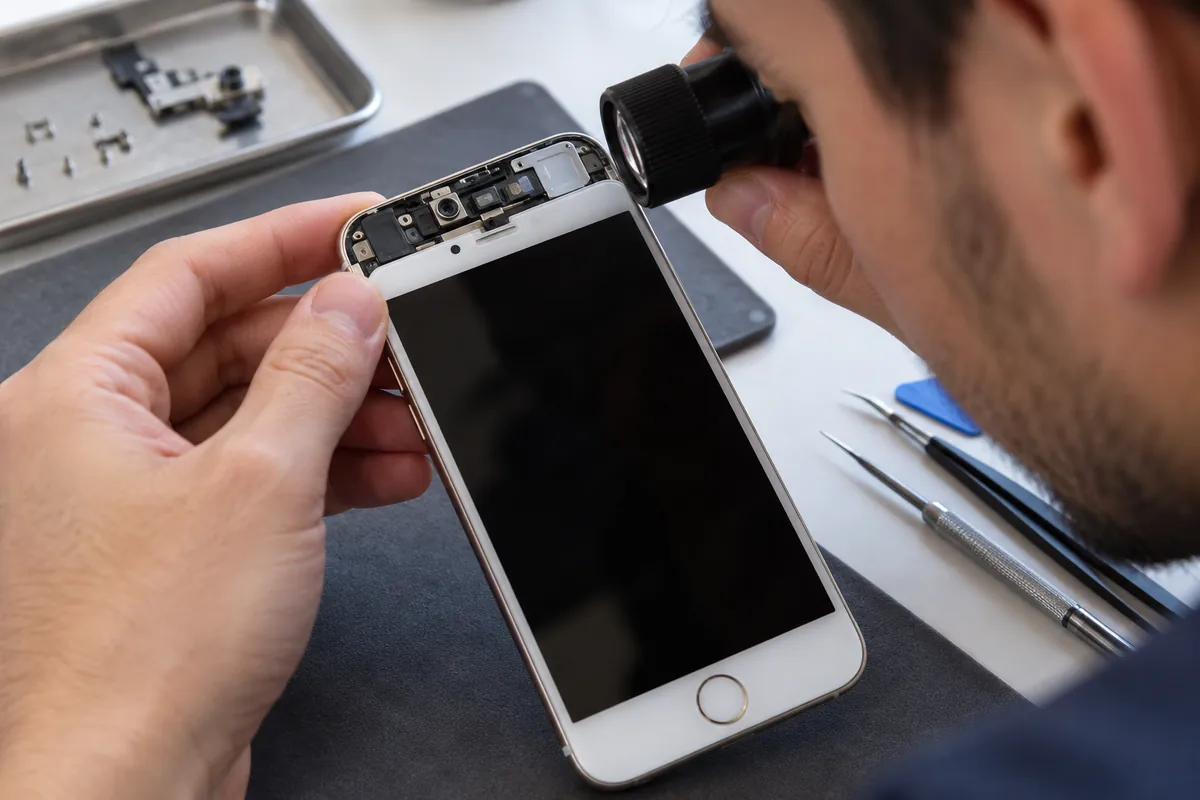 Ilustracja serwisowa: naprawa przedniej kamery iphone 8 warszawa.