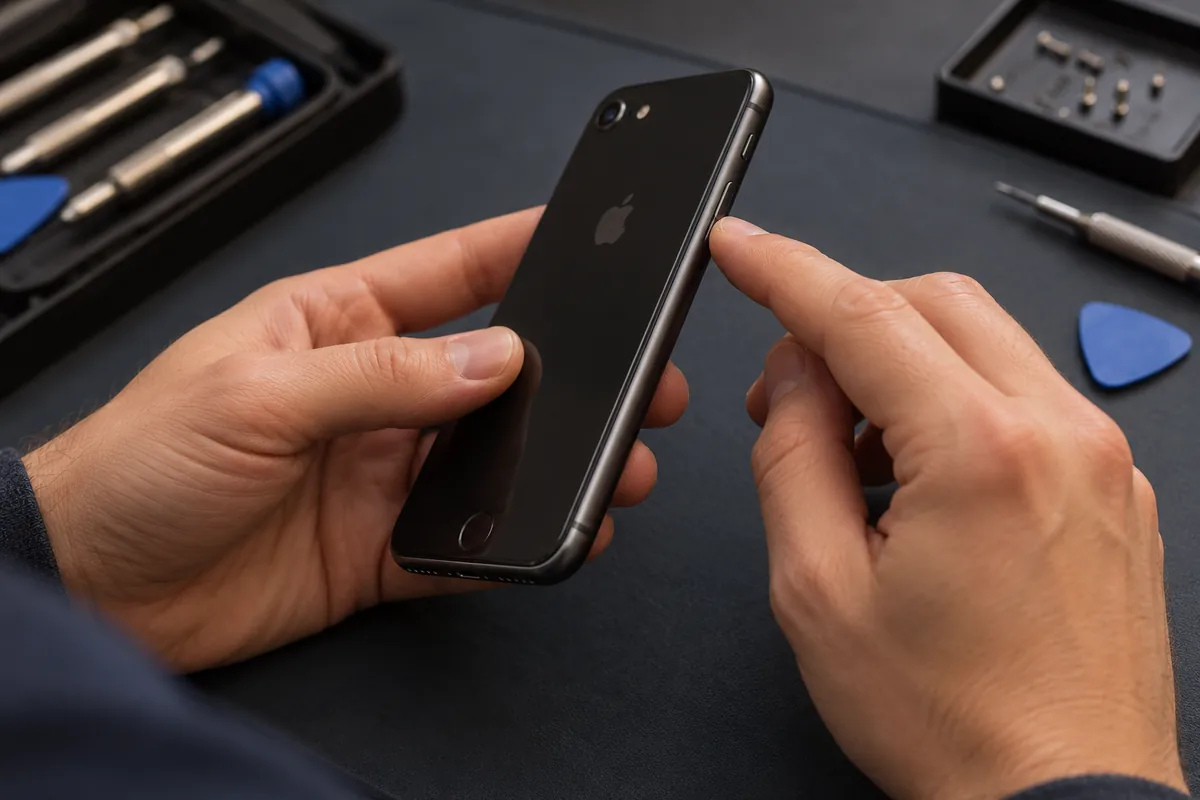 Ilustracja serwisowa: naprawa przycisku power iphone 8 warszawa.