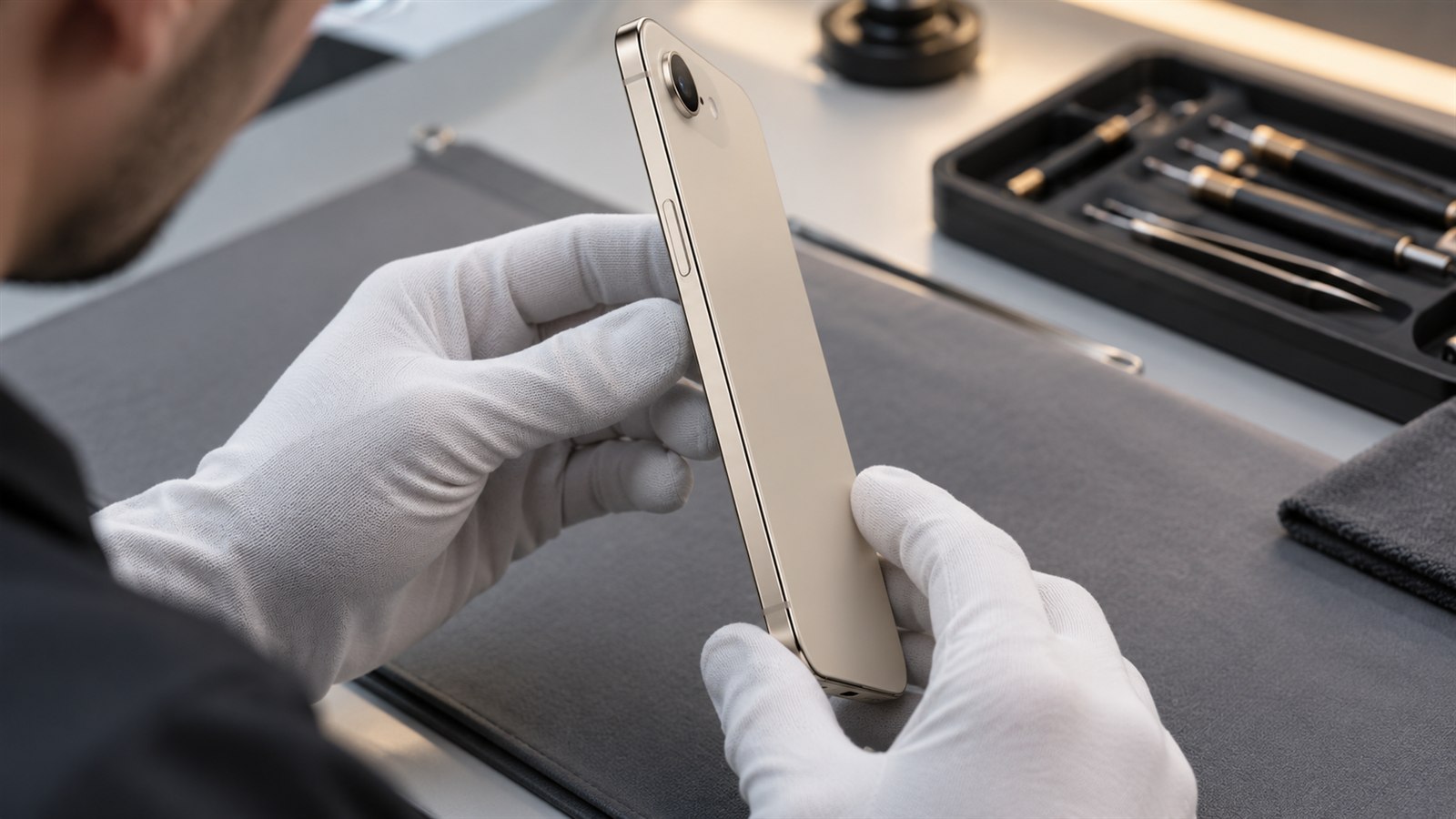 Smukły iPhone Air na stanowisku diagnostycznym