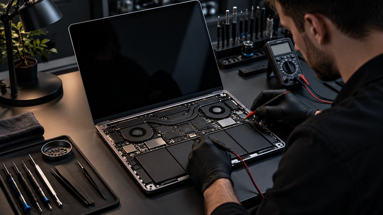 MacBook Pro 16 na profesjonalnym stanowisku serwisowym
